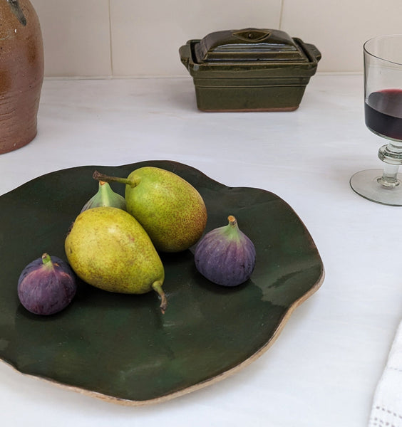 Deep Green Wavy Serving Plate