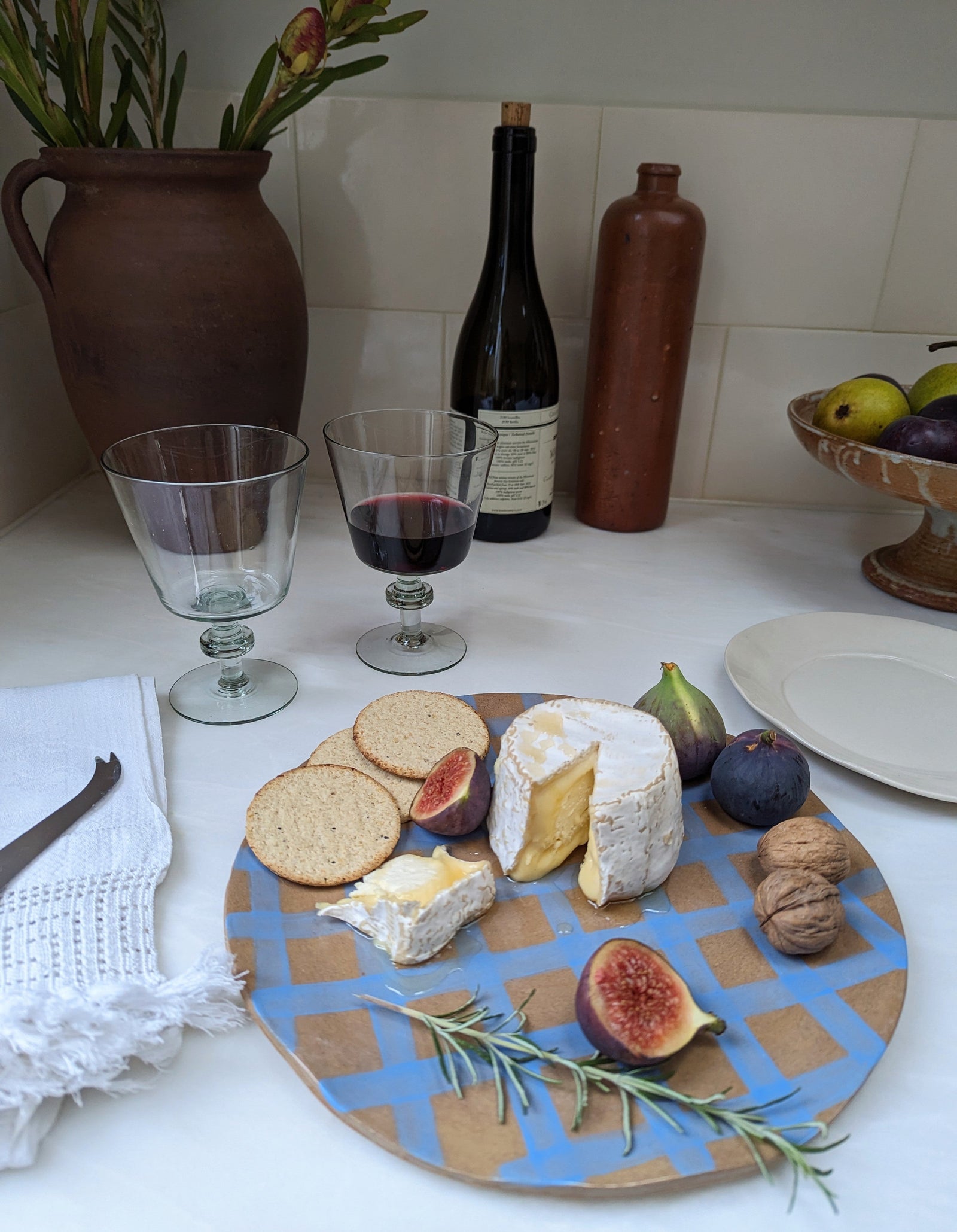 Blue Gingham Serving Platter