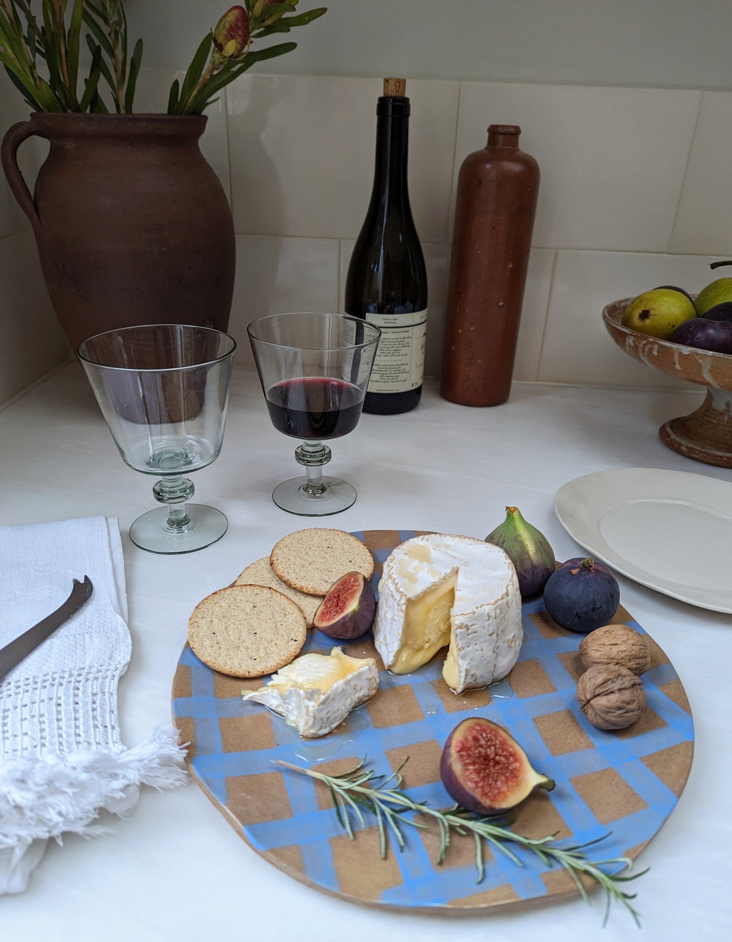Blue Gingham Serving Platter