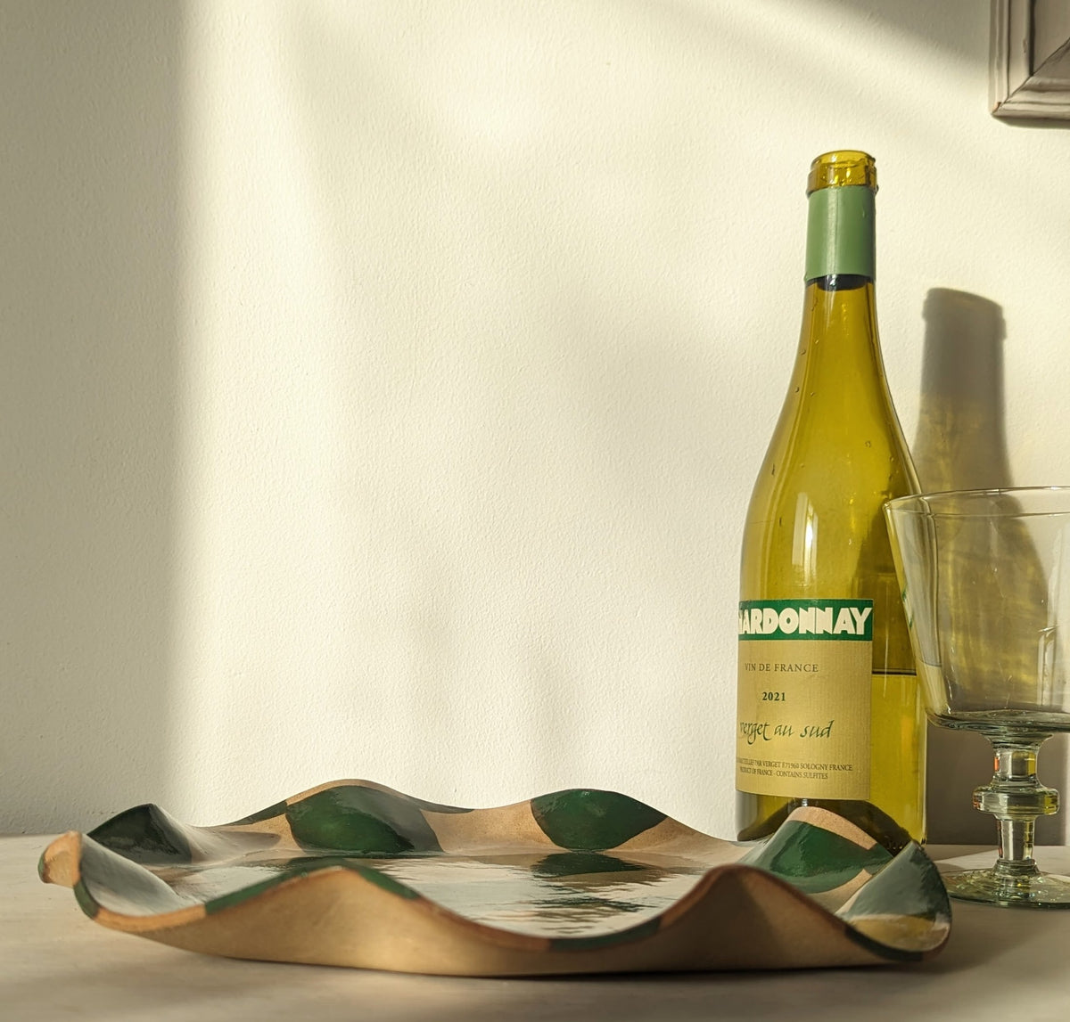 Green Check Wavy Serving Platter