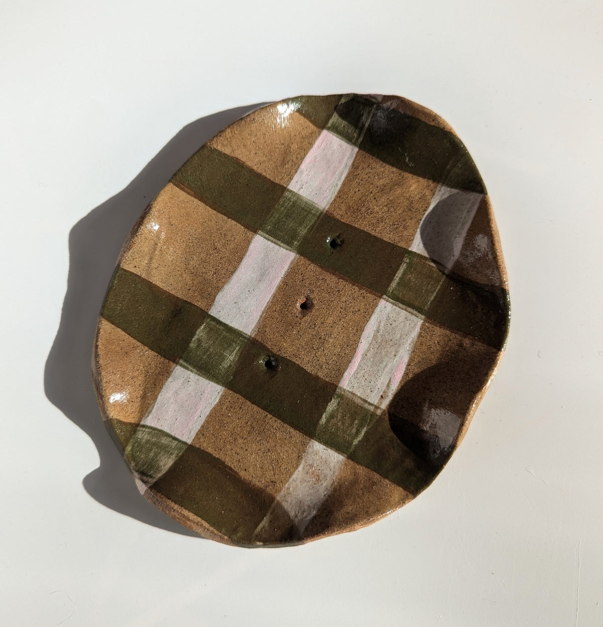Gingham Stripe Wavy Soap Dish