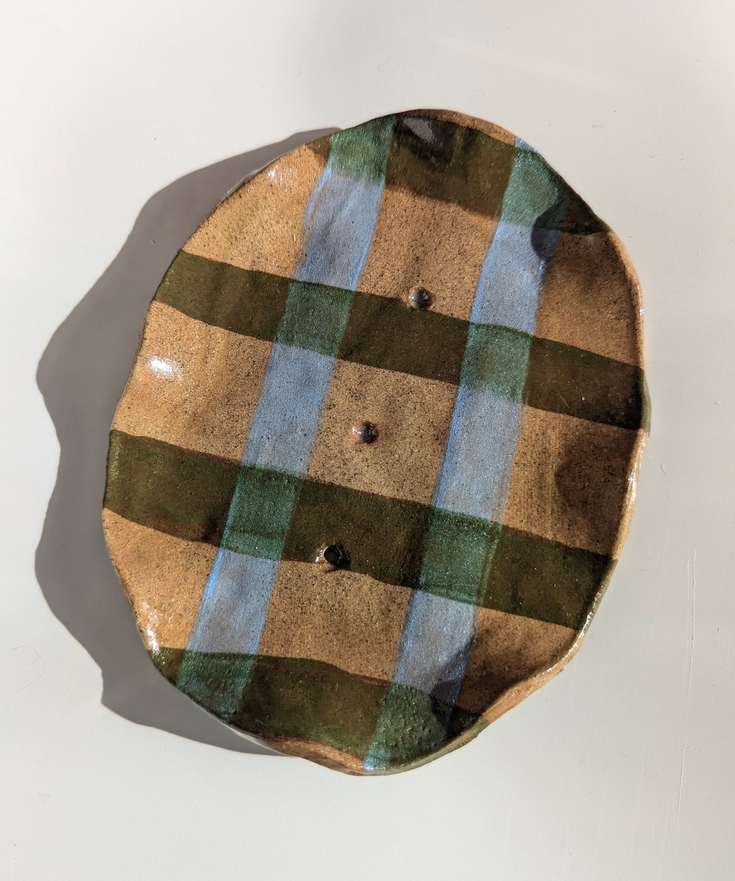 Gingham Stripe Wavy Soap Dish