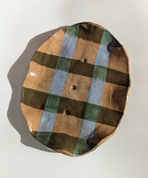 Gingham Stripe Wavy Soap Dish