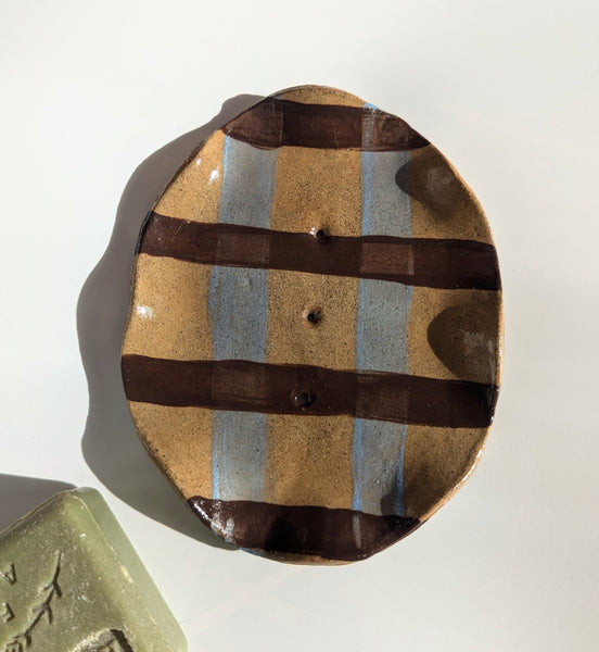 Gingham Stripe Wavy Soap Dish