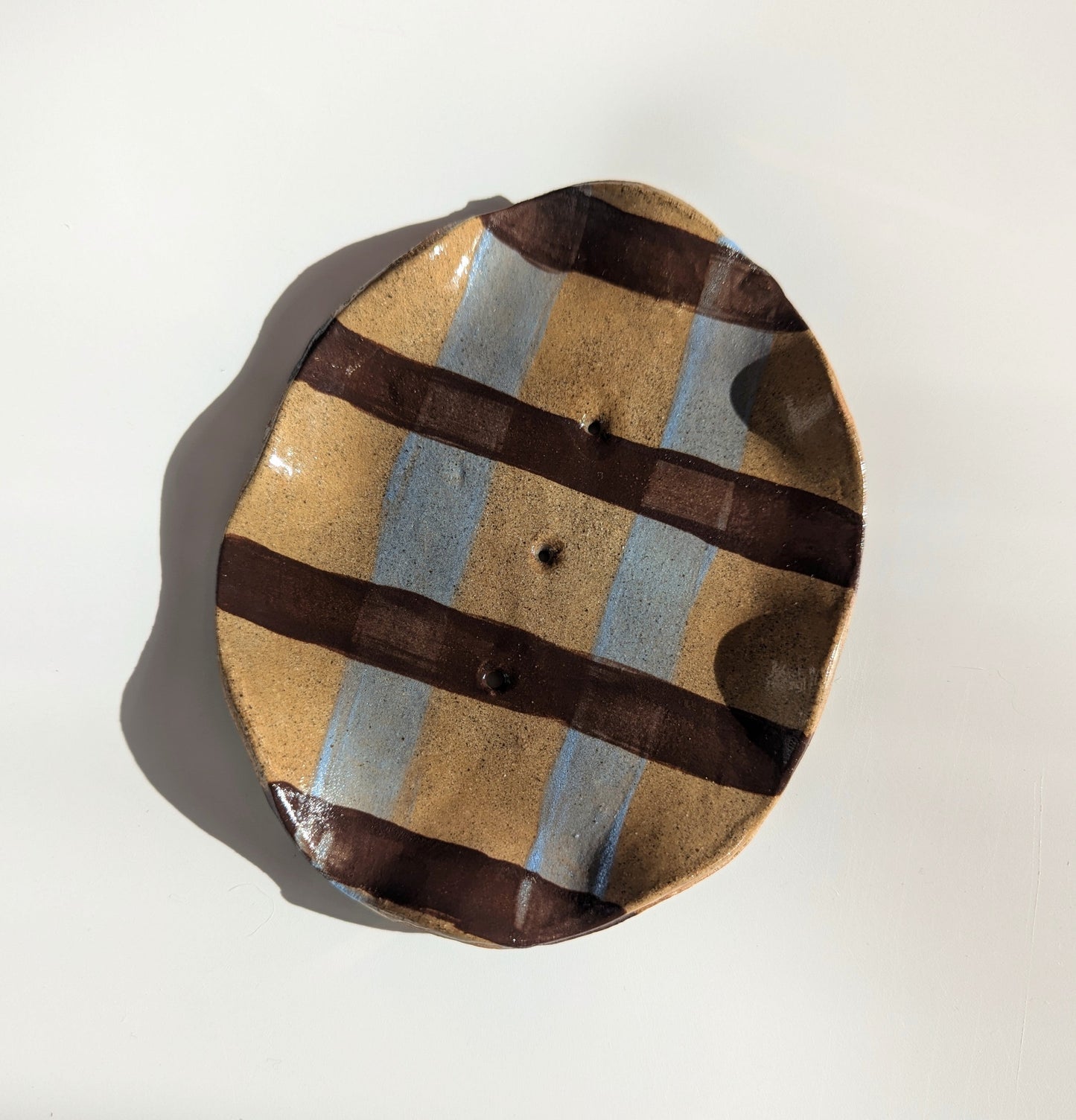 Gingham Stripe Wavy Soap Dish
