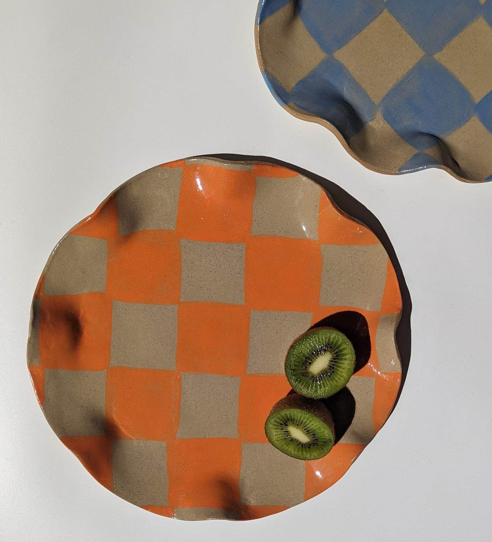 Orange Wavy Check Serving Platter