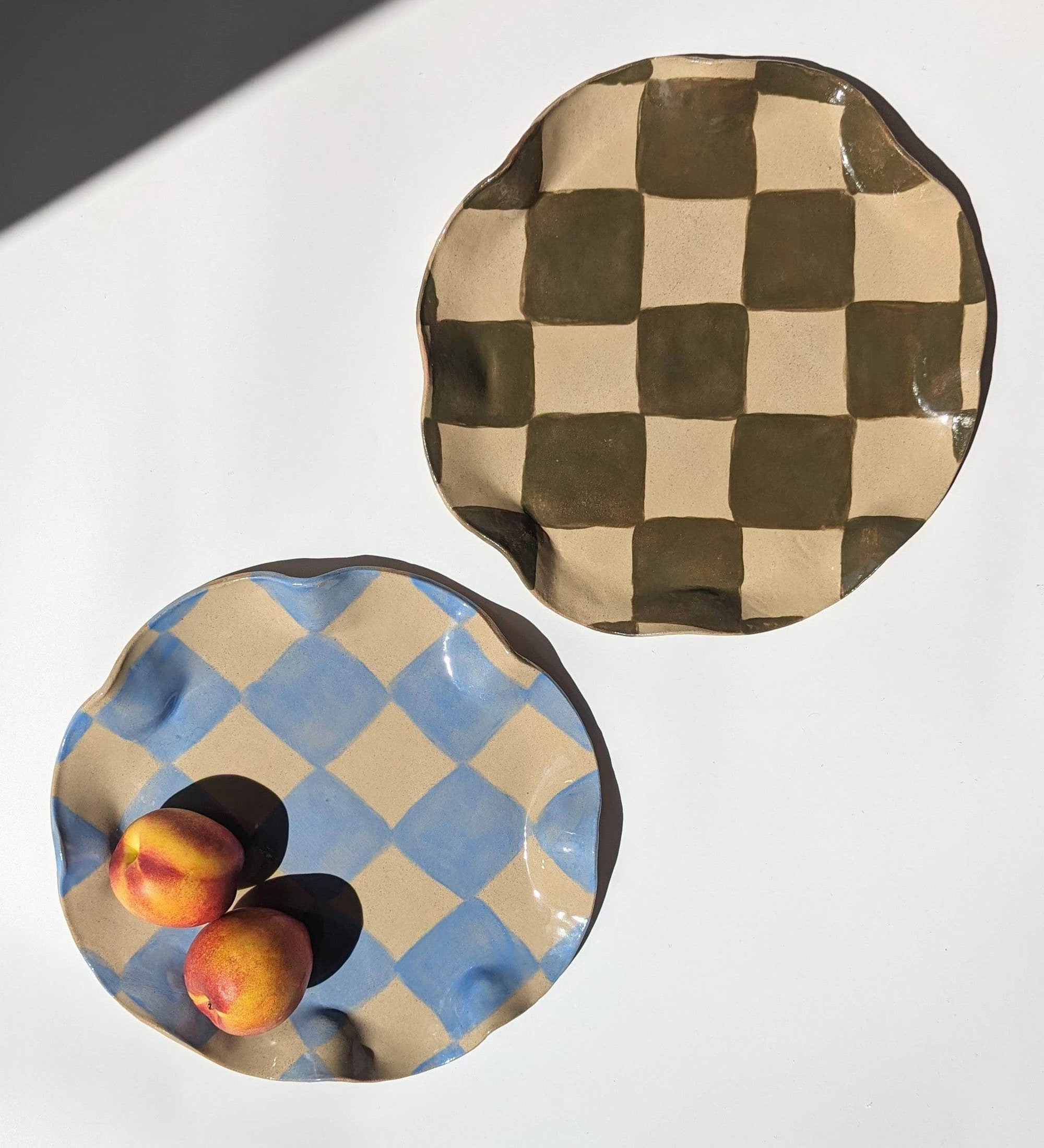 Green Check Wavy Serving Platter