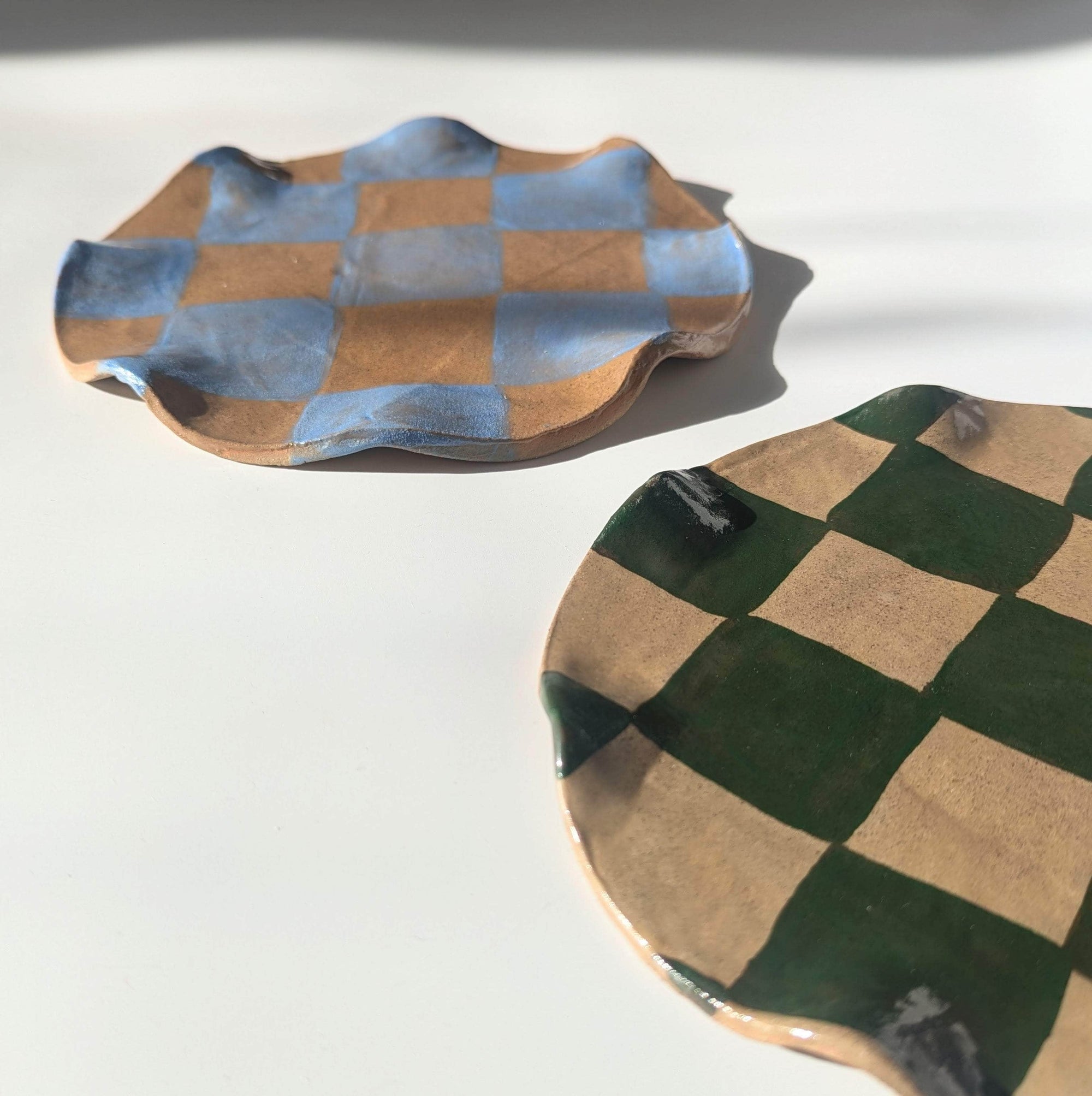 Baby Blue Check Wavy Serving Platter