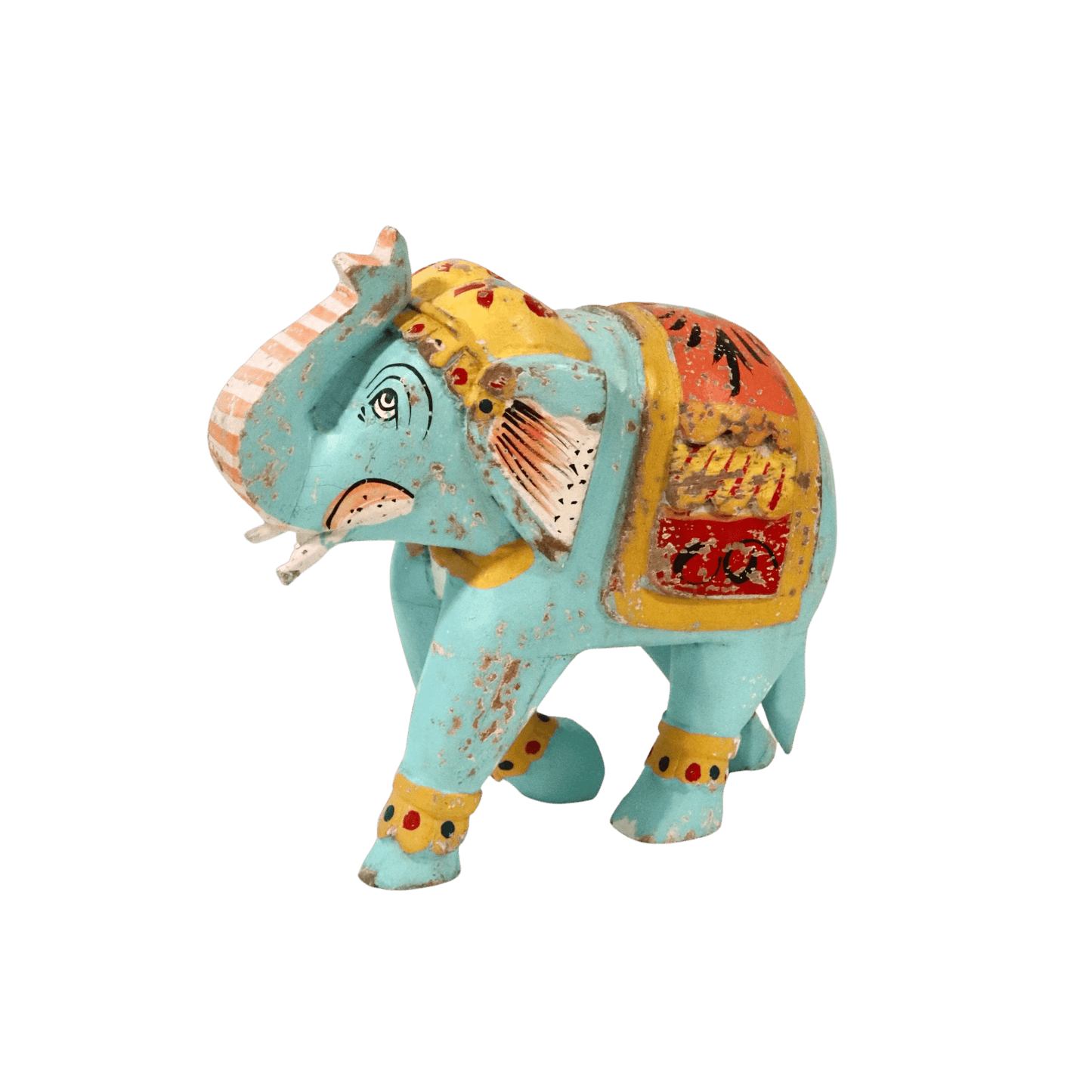 Decorative Wooden Elephant - Pale Green