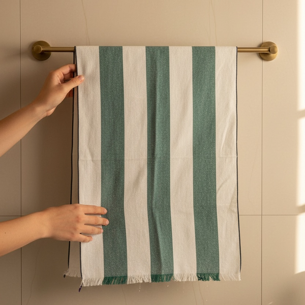 Teal Palm Pal Tea Towel | Block-Printed Cotton | 18x26 in