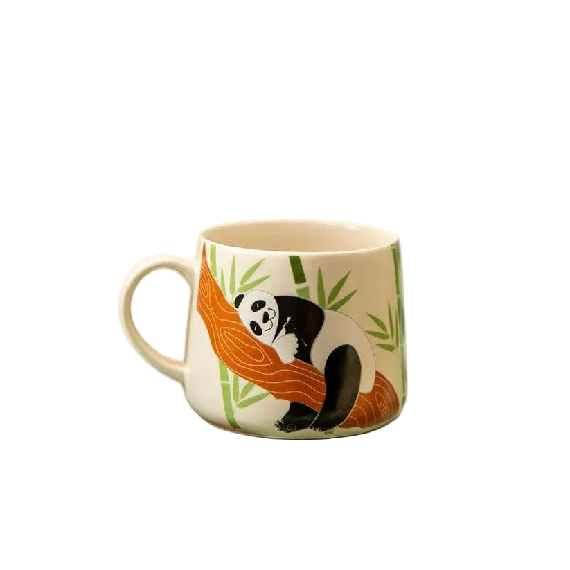 Off White Coffee Mug with Panda Print | 10oz (Set of 2)