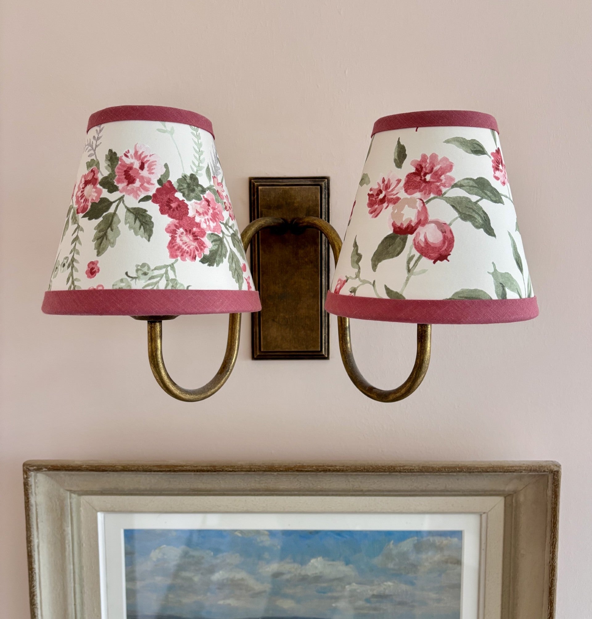 Lampshade - Small Clip-On Papillion Pink Moss