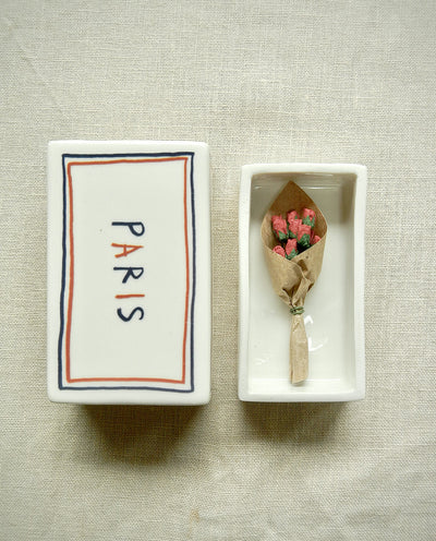 Ceramic matchbox with hand-drawn Paris illustration