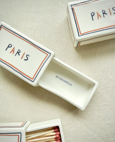 Ceramic matchbox with hand-drawn Paris illustration