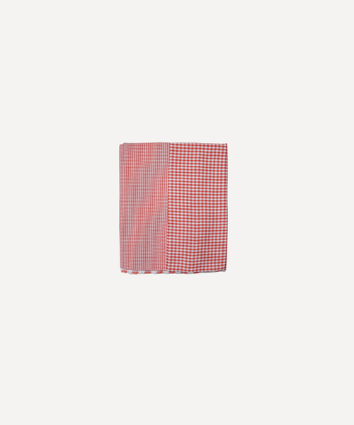 Patchwork Gingham Red Cotton Tablecloth, 140 x 240cm