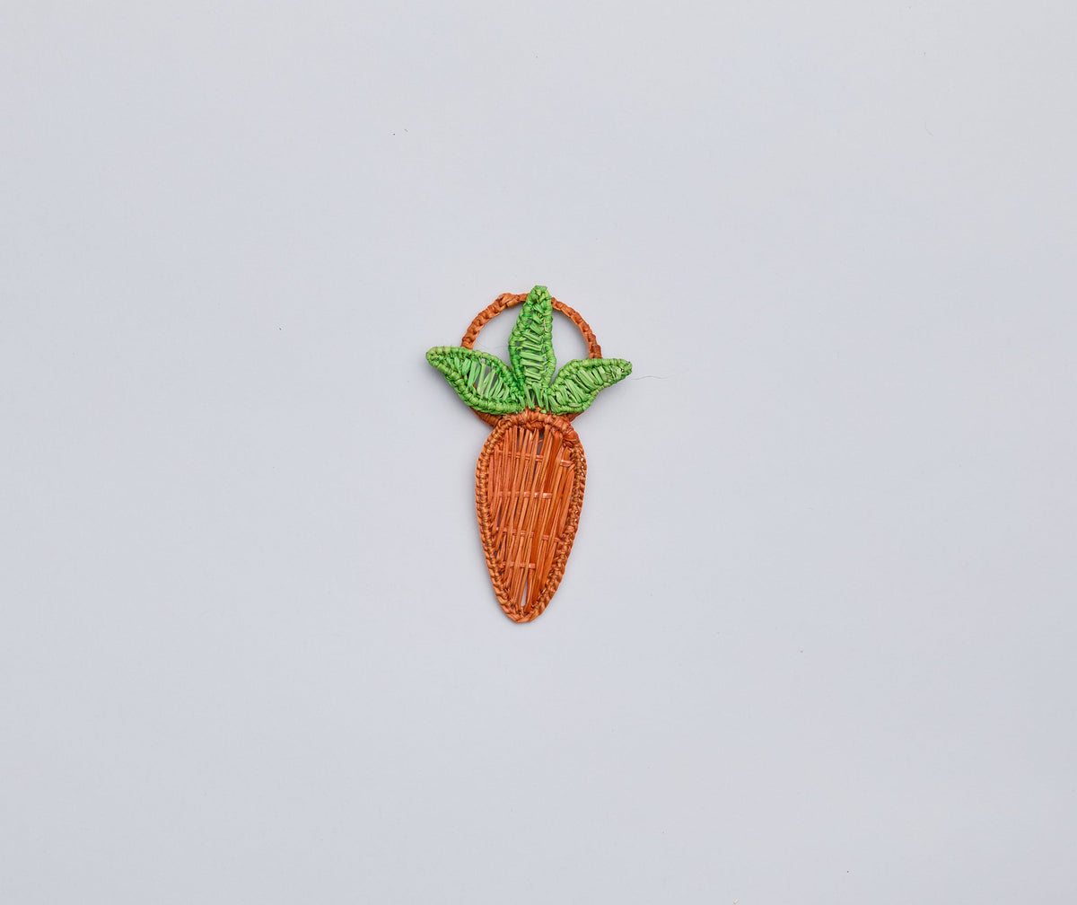 Carrot Napkin Ring – 3.5” Handwoven Iraca Palm – Artisan Spring Table Decor from Colombia