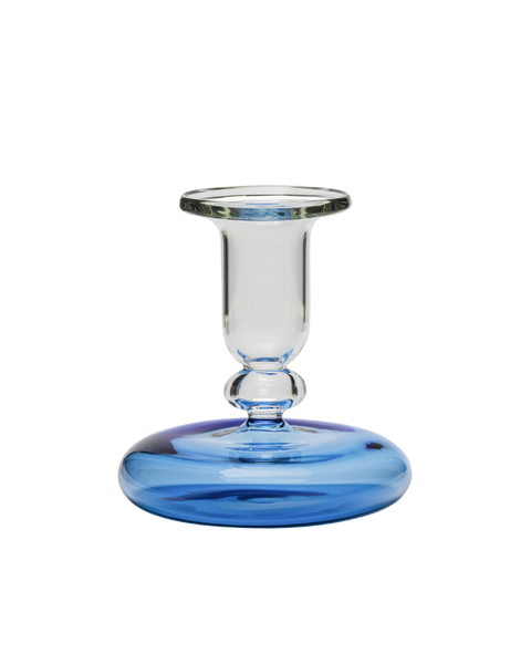 Pebble Glass Candle Holder - Blue