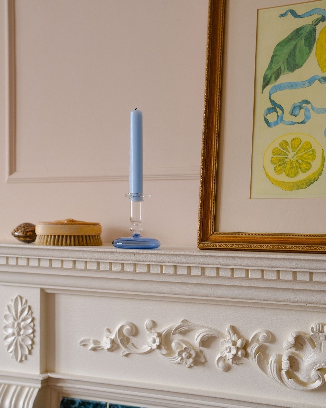 Pebble Glass Candle Holder - Blue