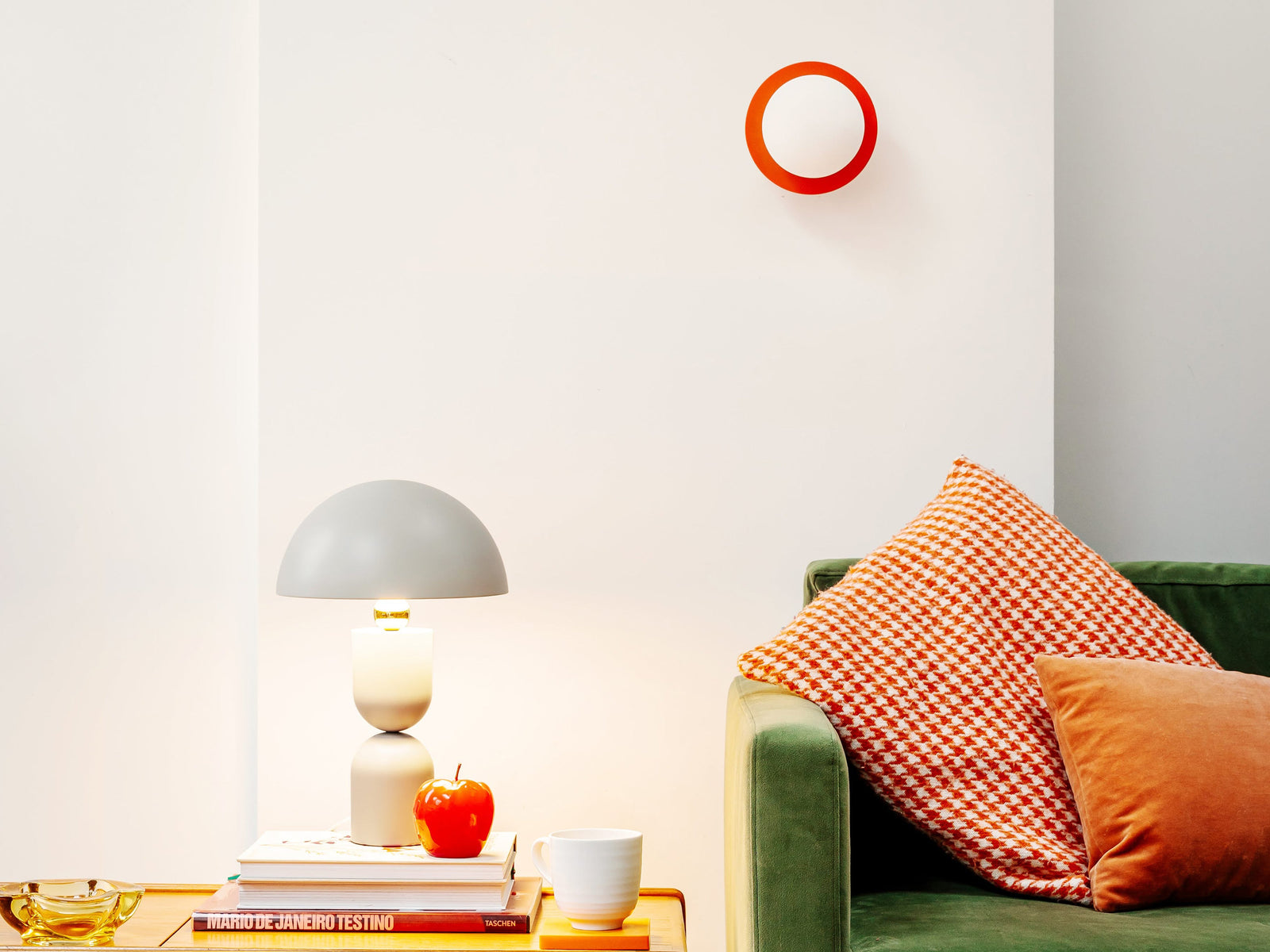 Peel orange opal disk wall light