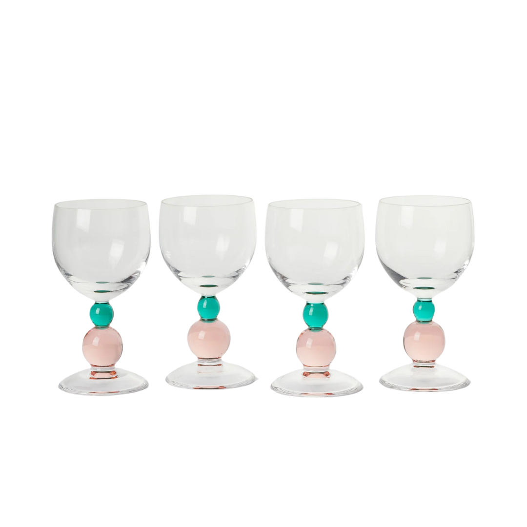 Noam Wine Glass With Amber Bead | Set of Four