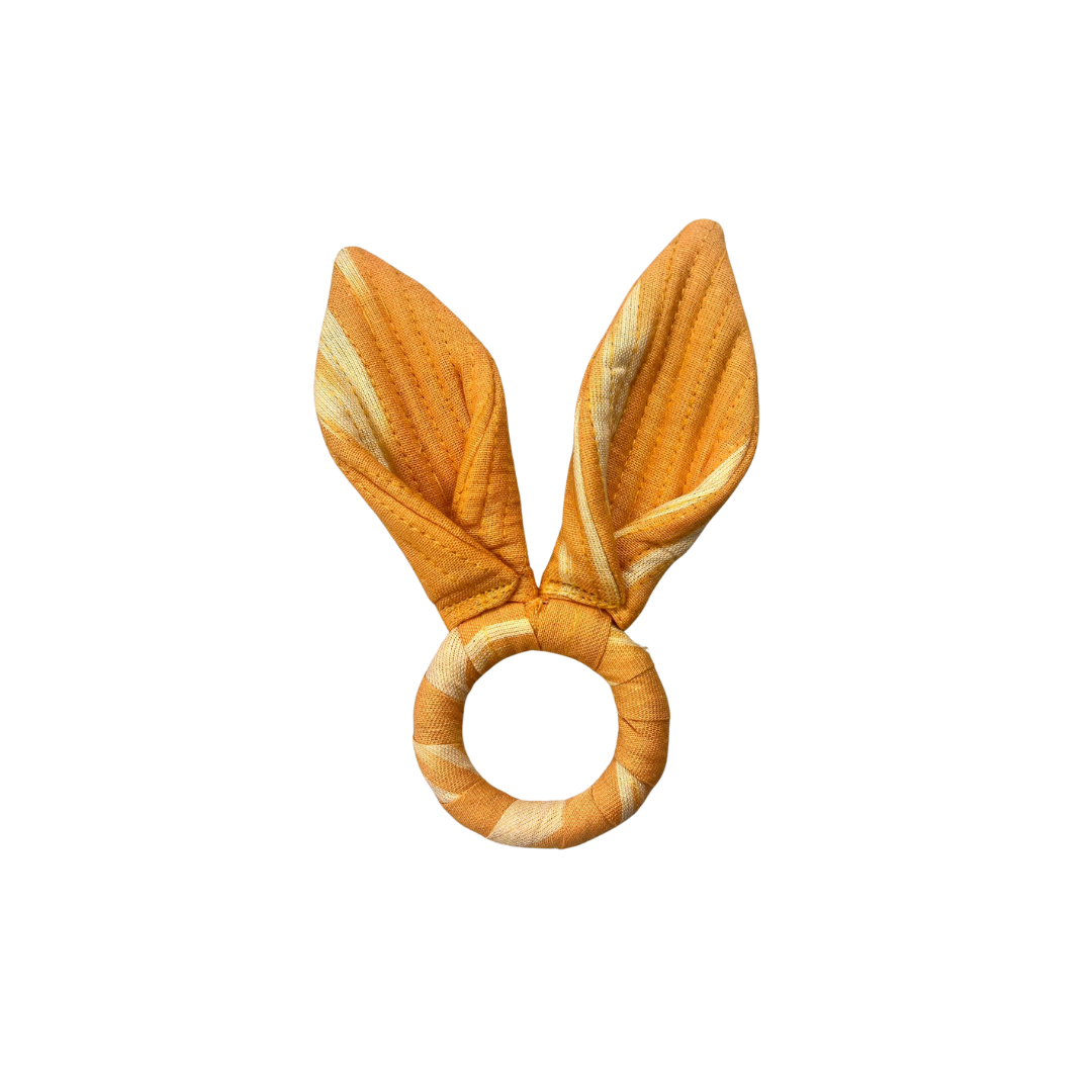 Easter Bunny Ears Napkin Ring - Woven Ikat - Yellow