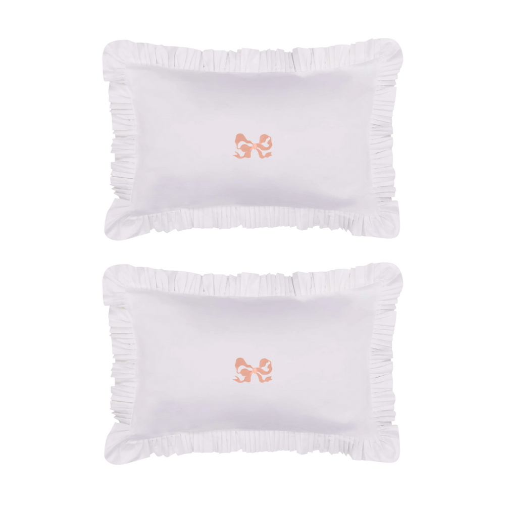 Arabella Bow Ruffle Frill Pillow Case Pair