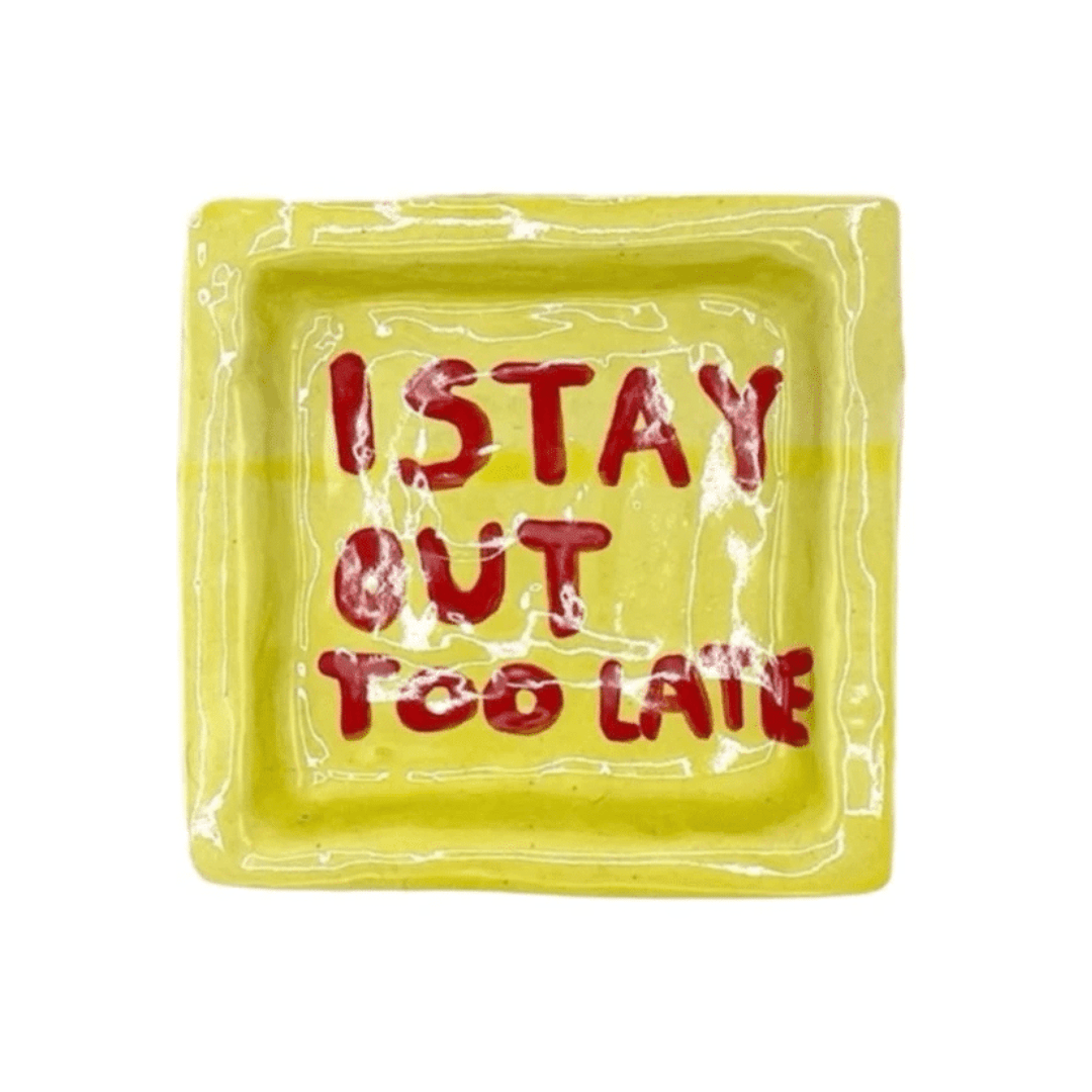 I Stay Out Too Late Trinket Tray Yellow & Red