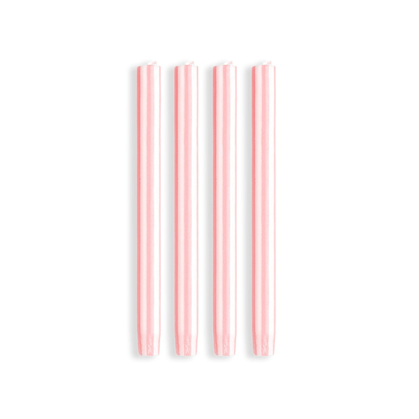 Stripe Dinner Candles - Flat Pink / White