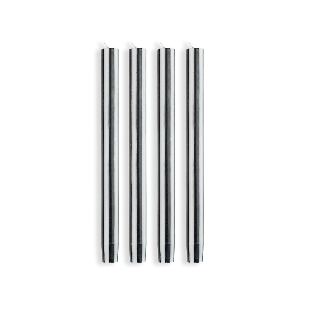 Stripe Dinner Candles - Black / White