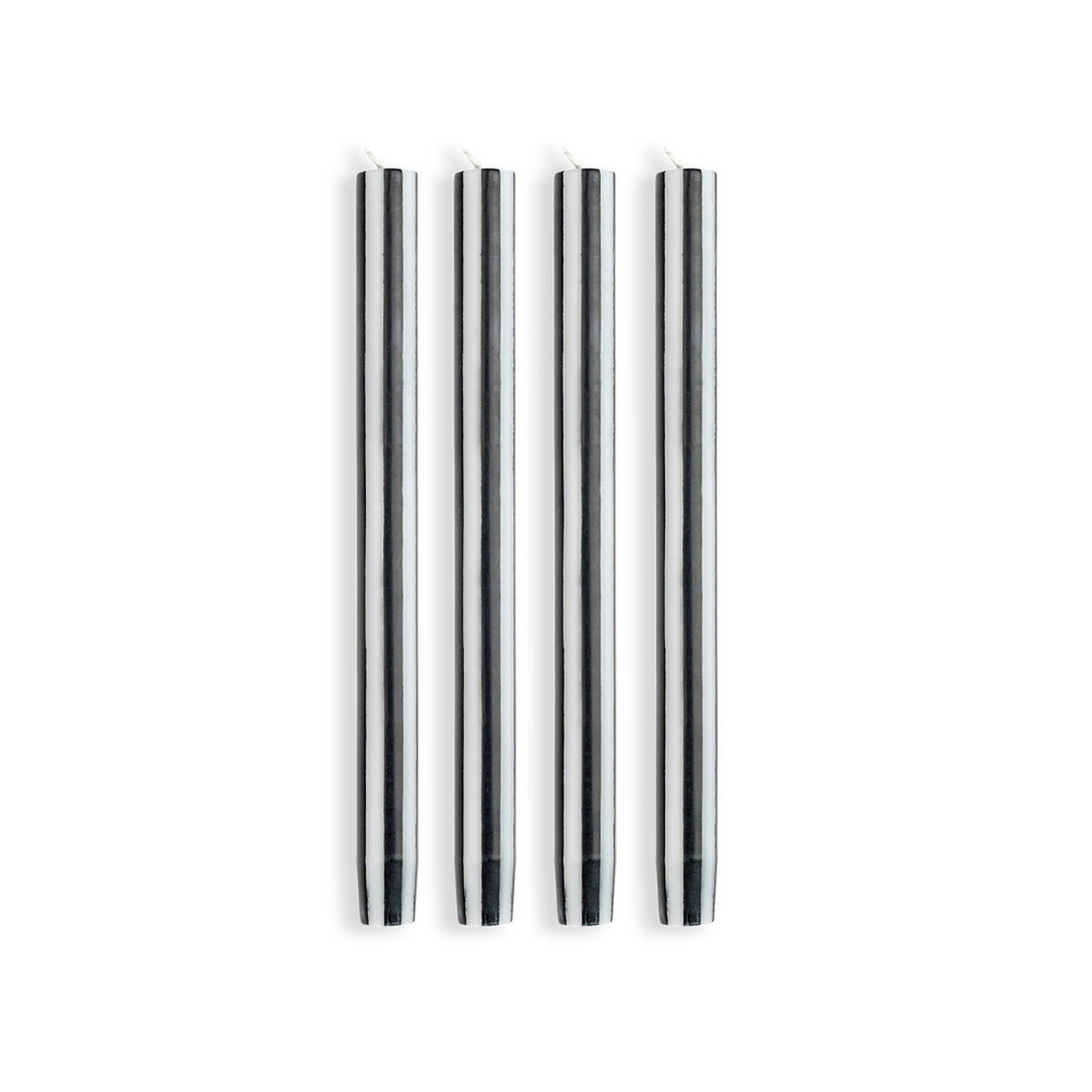 Stripe Dinner Candles - Black / White
