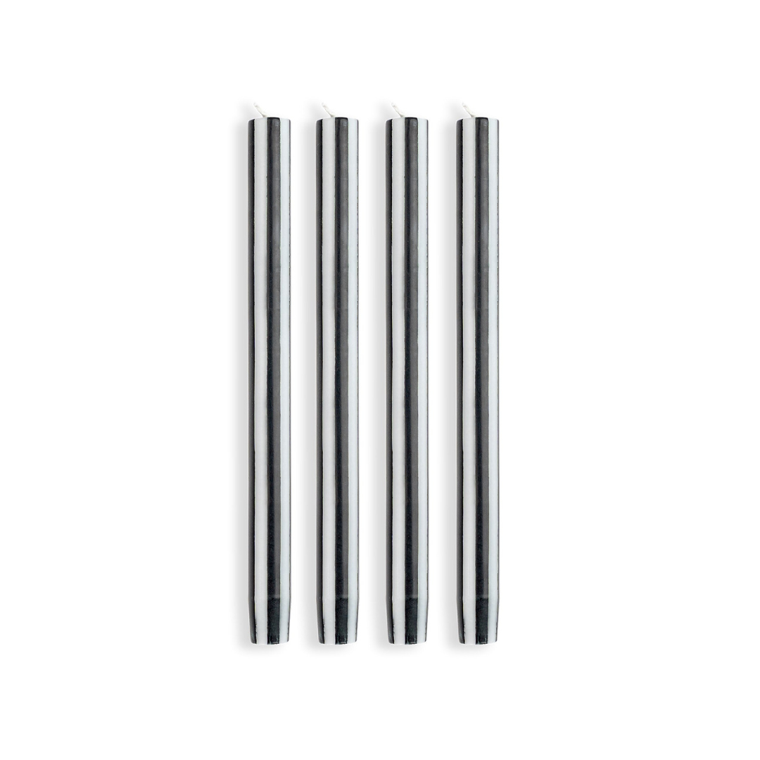 Stripe Dinner Candles - Black / White
