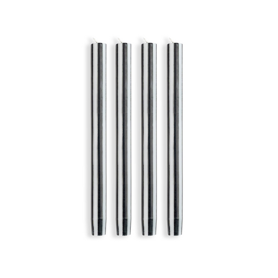 Stripe Dinner Candles - Black / White
