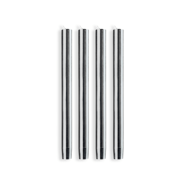Stripe Dinner Candles - Black / White