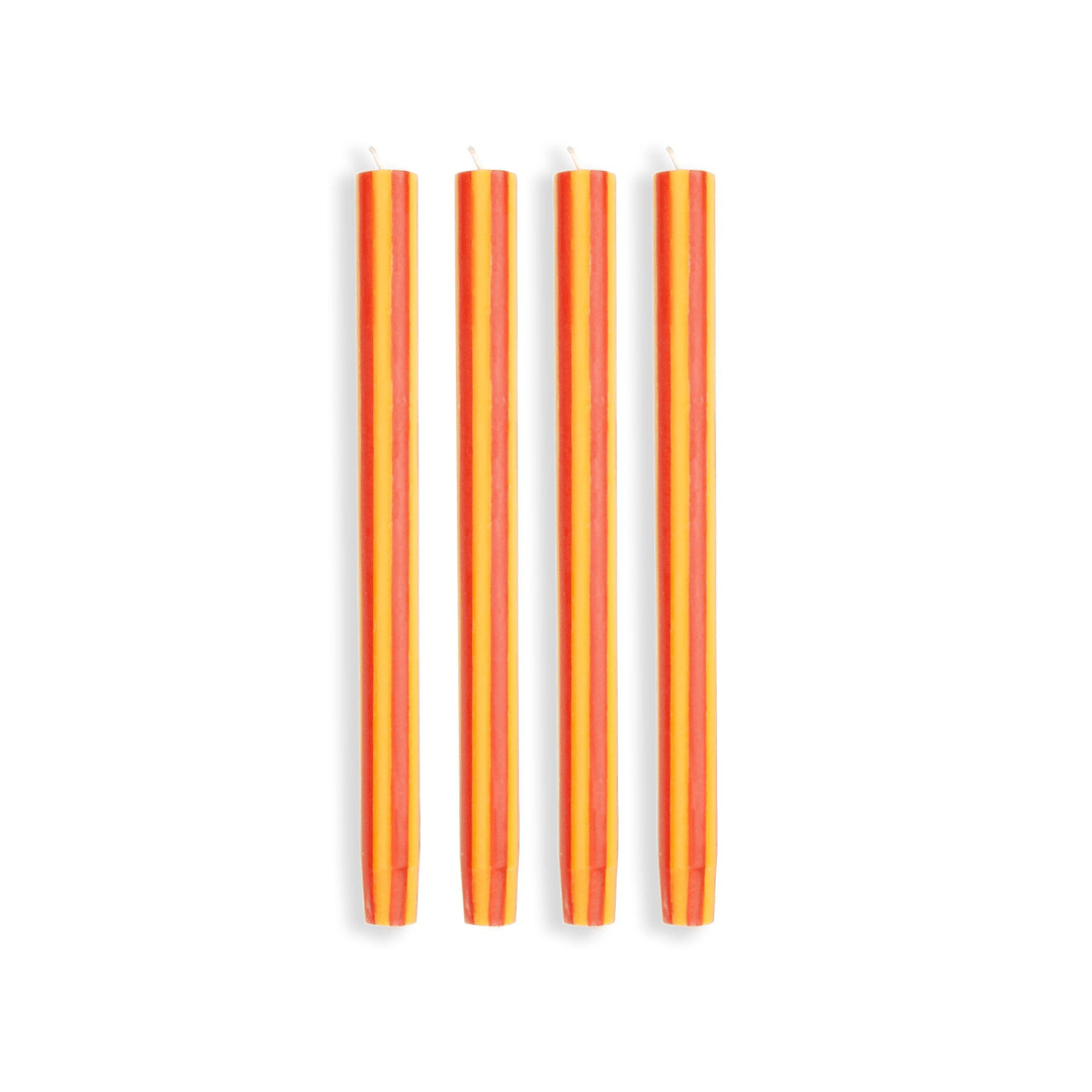 Stripe Dinner Candles - Mellow Yellow / Rust