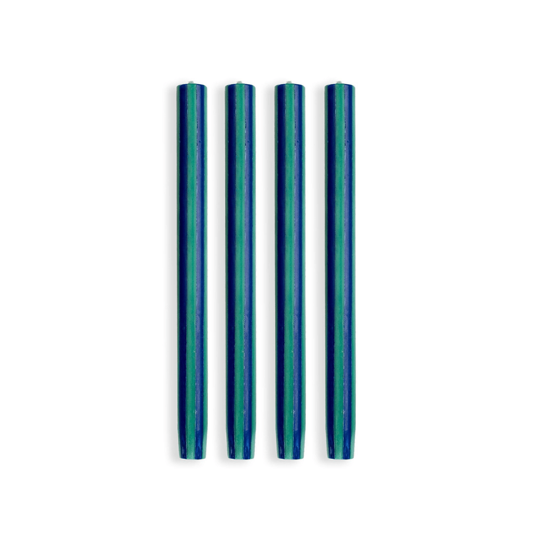 Stripe Dinner Candles - Midnight Blue / Teal