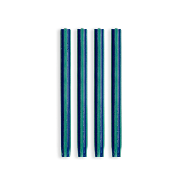 Stripe Dinner Candles - Midnight Blue / Teal