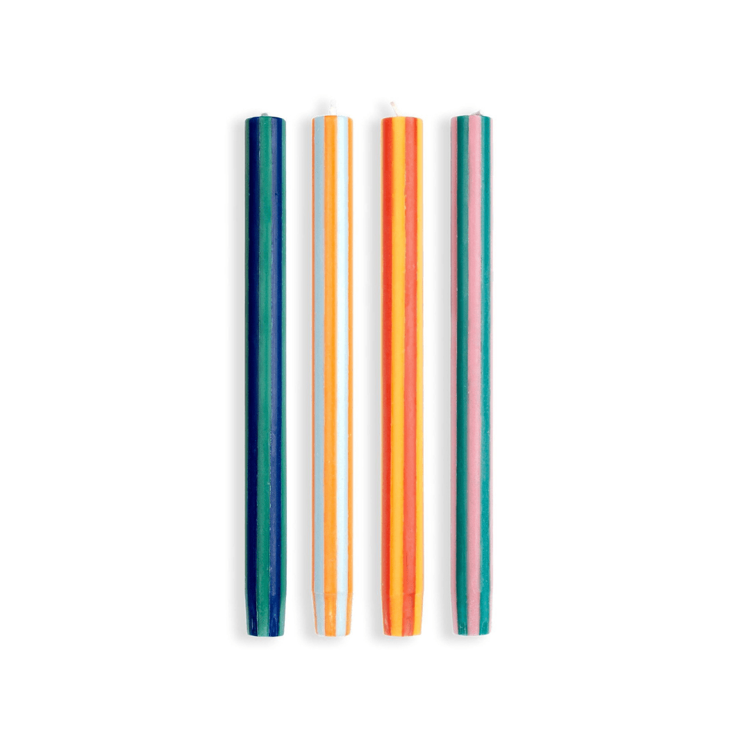 Stripes Dinner Candles - Mixed Set: Colours Contrast 2