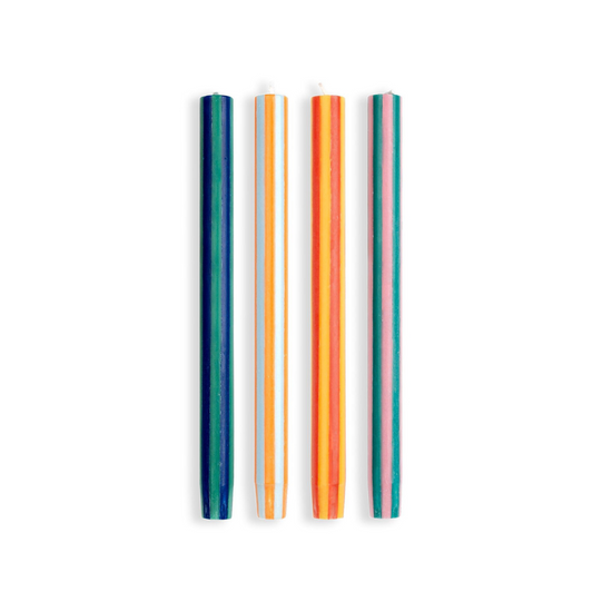 Stripes Dinner Candles - Mixed Set: Colours Contrast 2