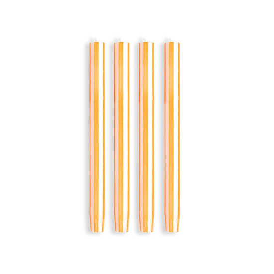Stripe Dinner Candles - Orange / White