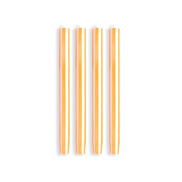 Stripe Dinner Candles - Orange / White
