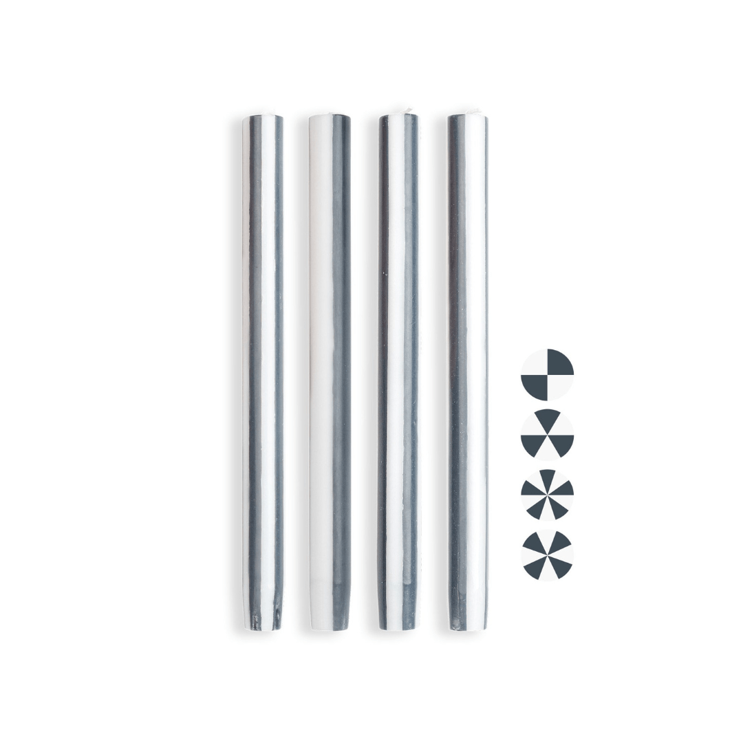 Stripe Dinner Candles - Multi Stripes / White Charcoal