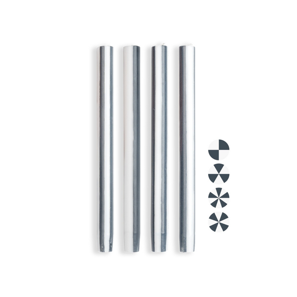 Stripe Dinner Candles - Multi Stripes / White Charcoal