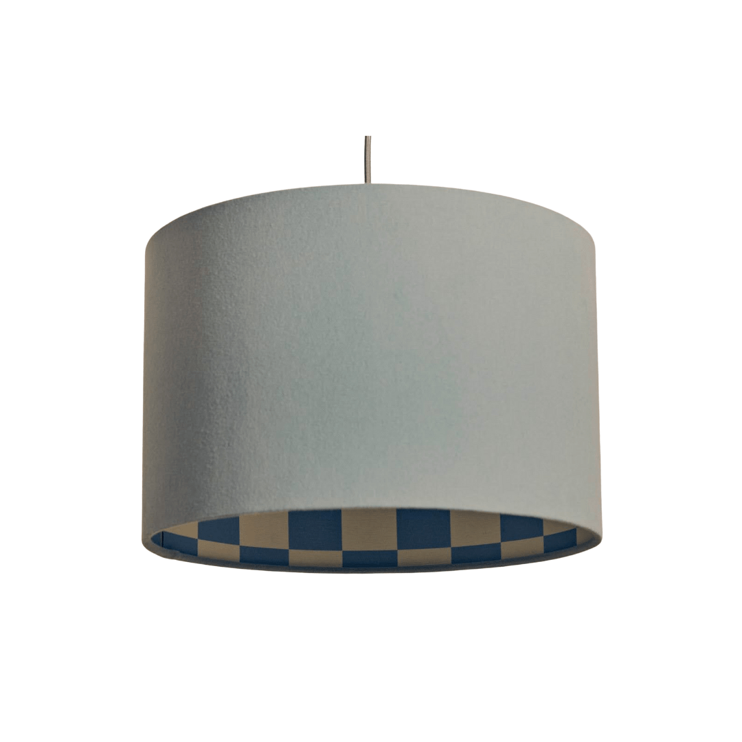 Damson Blue Checkered Drum Shade