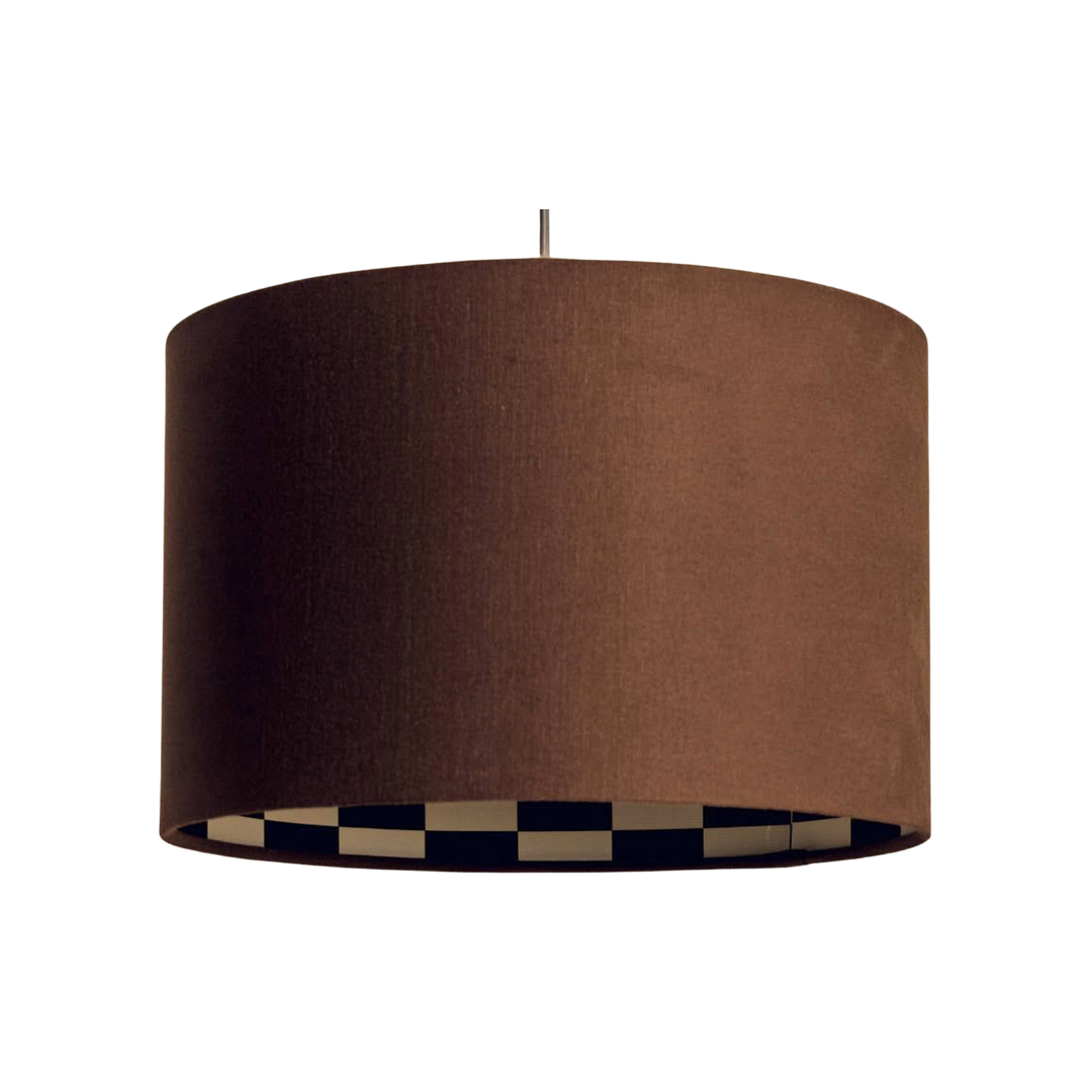 Bark Brown Checkered Drum Shade
