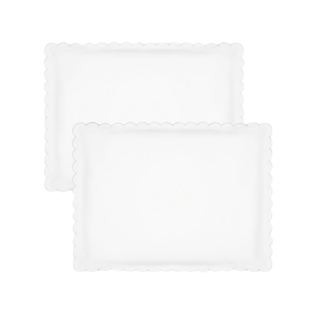 The Scalloped Pillowcases in White Cotton Percale (Set of 2)