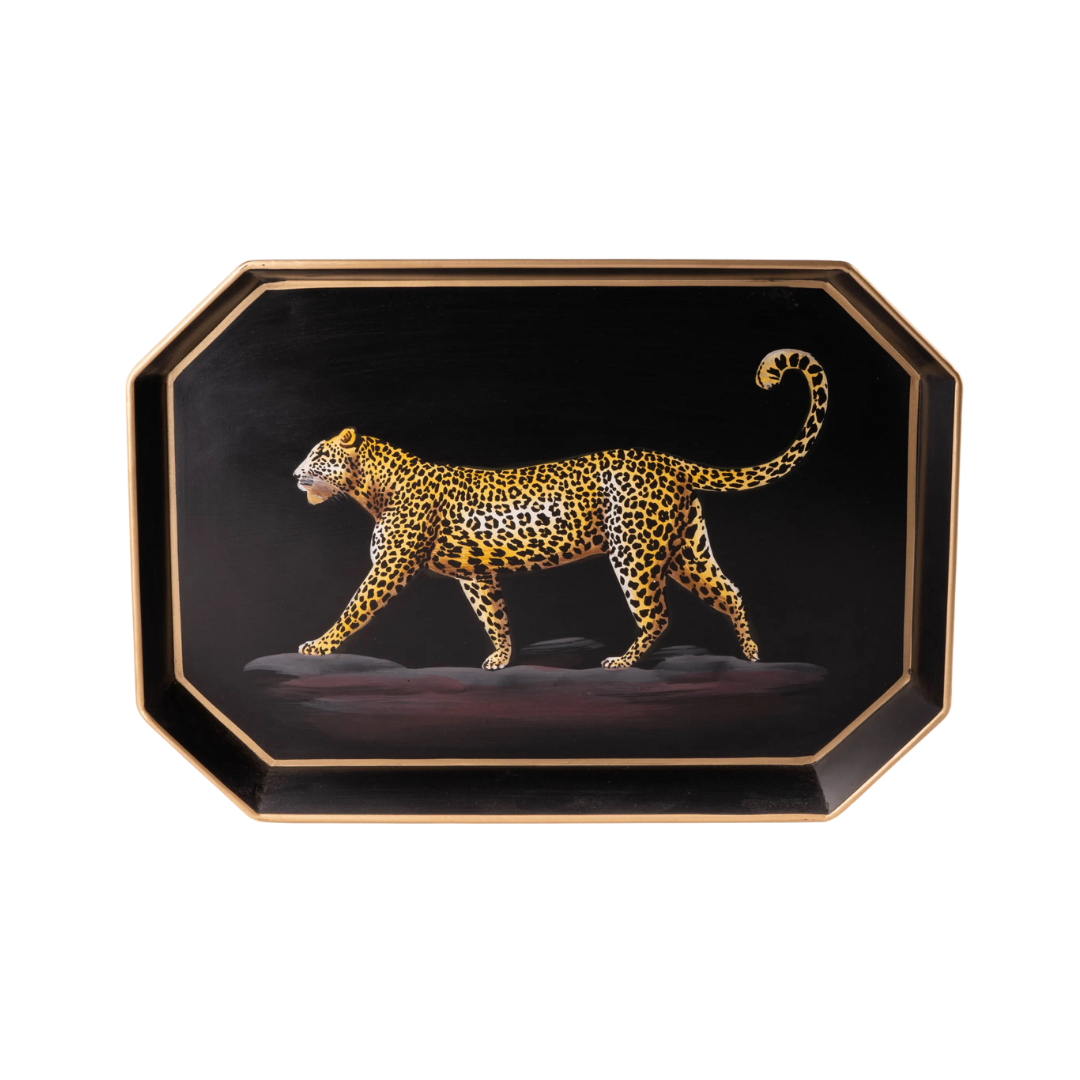 Fauna Hand-Painted Iron Tray - Leopard