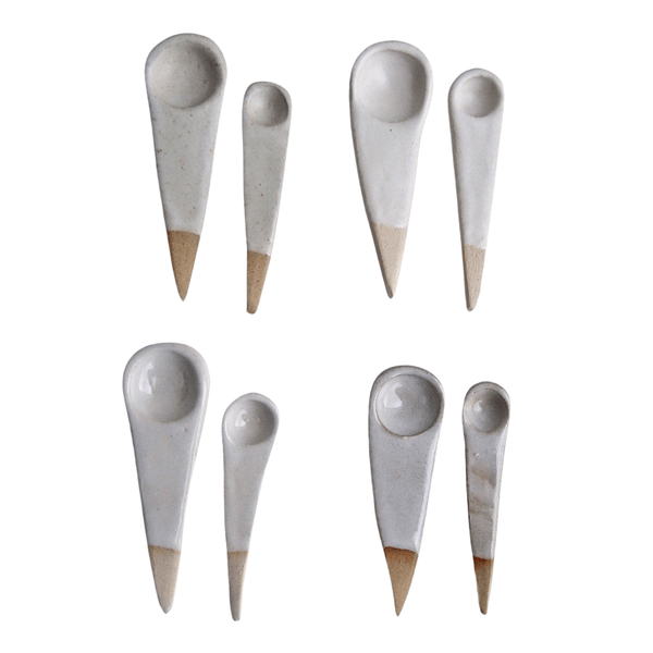 Handmade Mini White Ceramic Salt or Spice Spoon