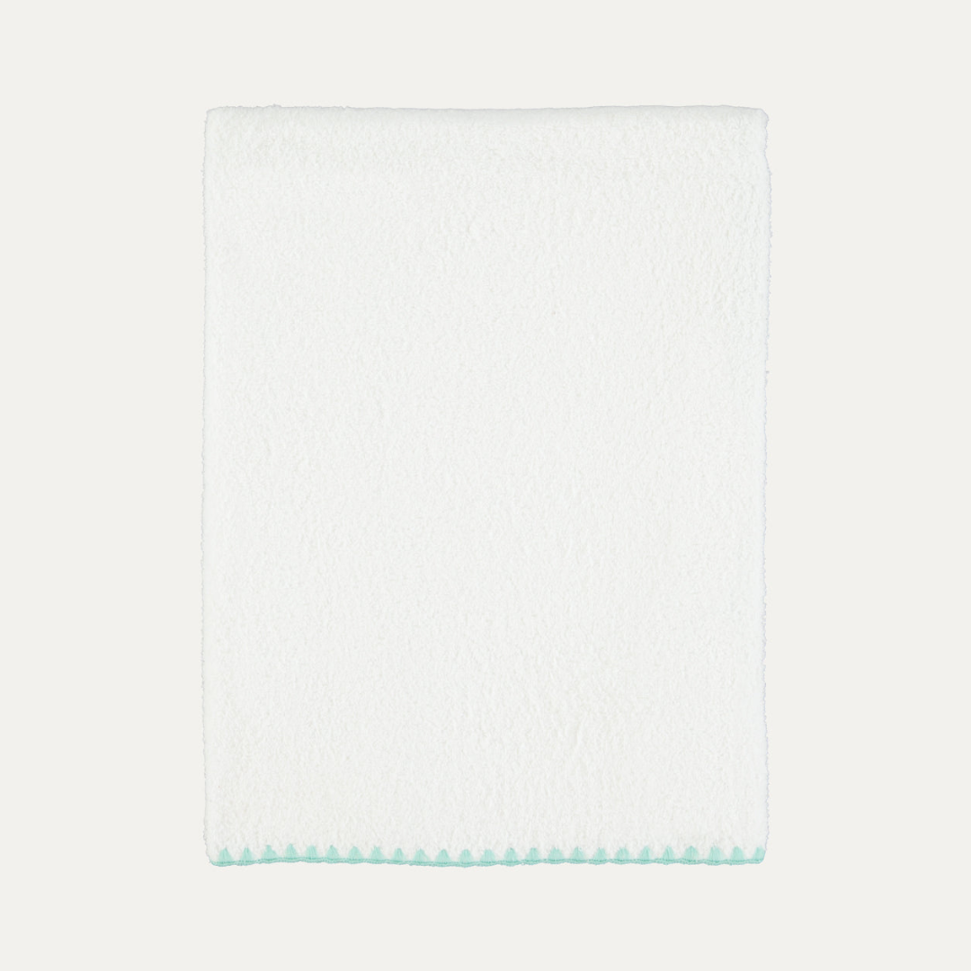 Shell Stitch Bath Towel White with Mint Green