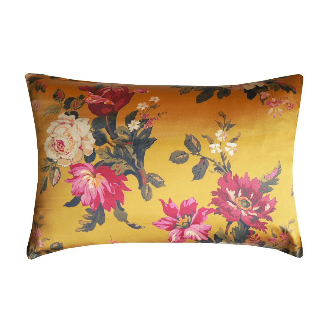 Silk Pillowcase Made With Liberty Fabric Stately Kristina Mustard Gold