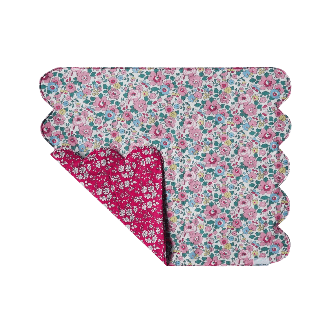 Reversible Cloud Placemat Made With Liberty Fabric Betsy Candy Floss & Capel Fuchsia Pink